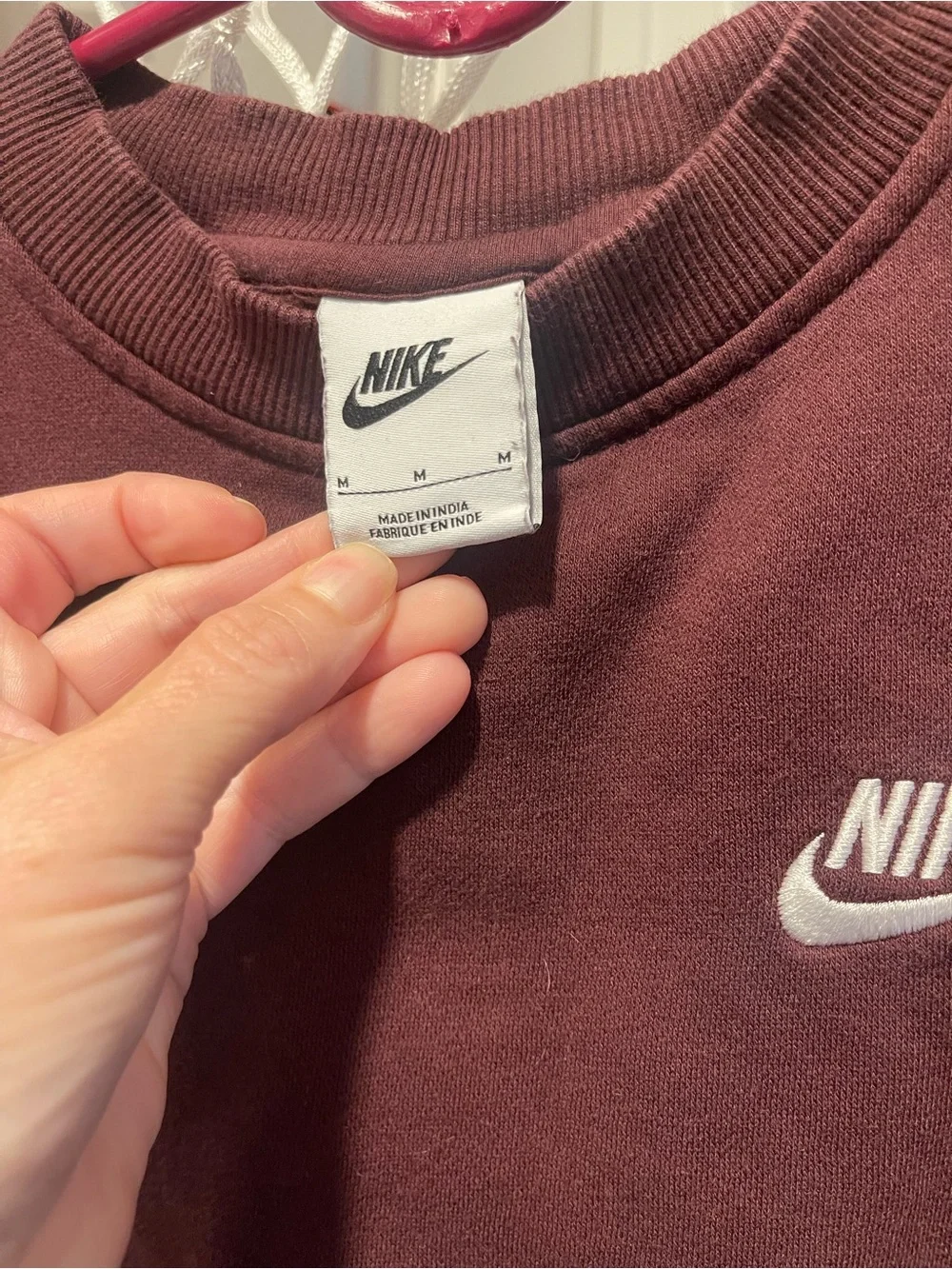 Nike Maroon Crewneck Sweatshirt with White Nike Logo